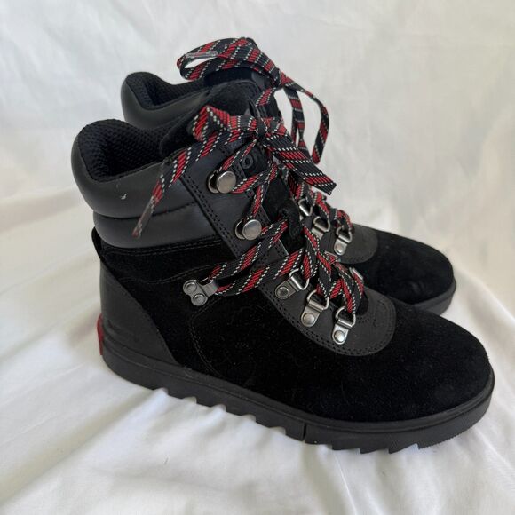 Sorel Joan of Arctic Next Lite Hiker Boots Black Red Waterproof Winter Size 6.5 - Picture 4 of 10